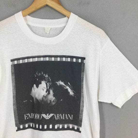 Vintage 90's Emporio Armani Photo Print Kissing Tshirt Large 1980s
