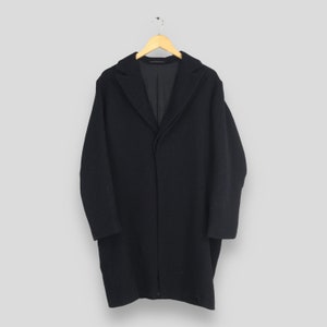 Vintage Y&#39;s For Men Yohji Yamamoto Black Wool Jacket Medium Ys For Living Japan Button Long Jacket Yohji Yamamoto Japanese Long Coat Size M