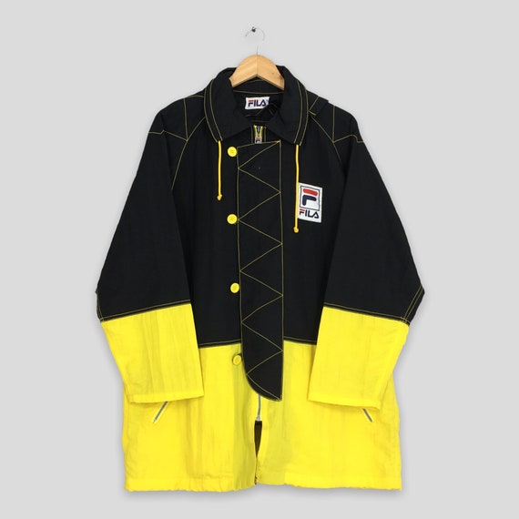 Black and yellow fila jacket deals