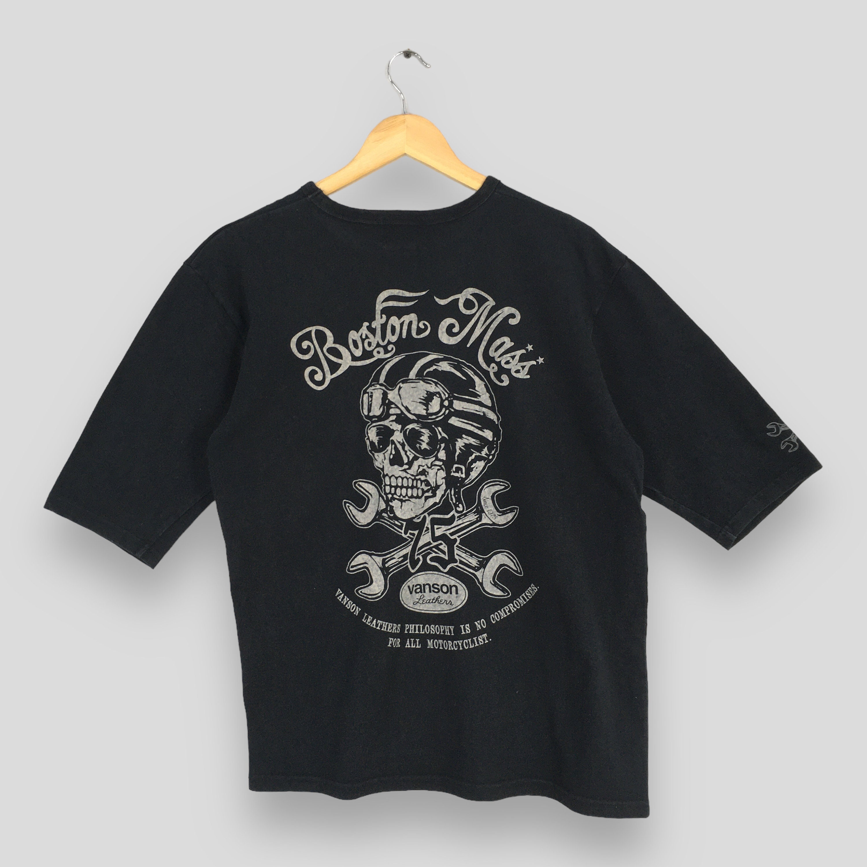トップス Vanson skull back design tee Vintage 90's Vanson Leather Skull Works Motorcycles Biker