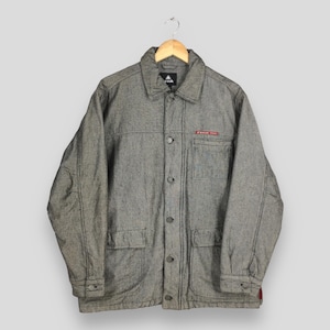 Vintage 90&#39;s Airwalk Denim Chore Workers Jacket Labour Medium American Workwear Barn Field Grey Denim Blanket Jacket Outerwear Size M