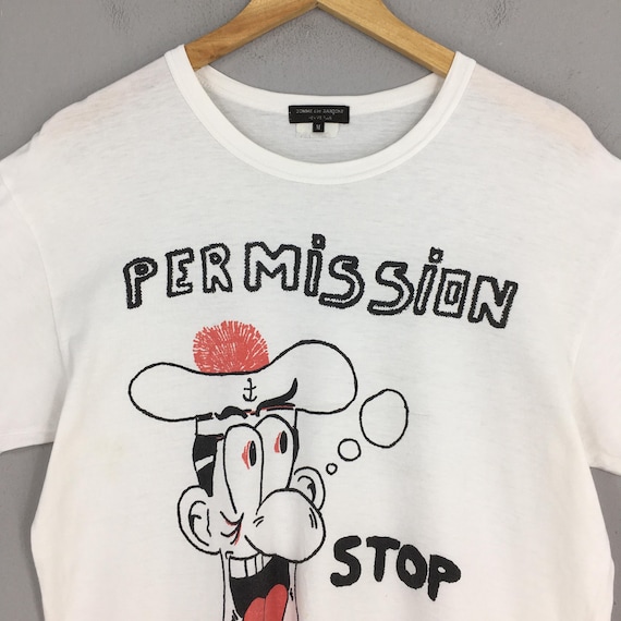 80s COMME des GARCONS HOMME Tシャツ 川久保期 Vintage Comme Des Garcons Permission Stop White T Shirt Medium