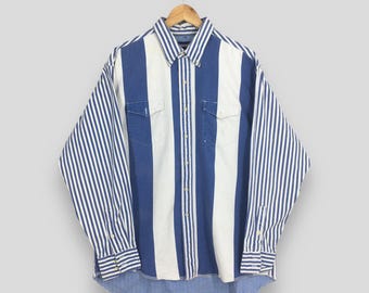 Vintage 1980s Wrangler Vertikal Gestreiftes Western Hemd Wrangler Brushpopper Regular Fit Karohemd Wrangler Rodeo Cowboy Langarm XL