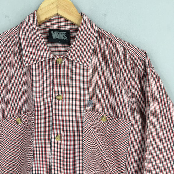 Vintage 90s Vans Plaid Checkered Flannel Shirt La… - image 2