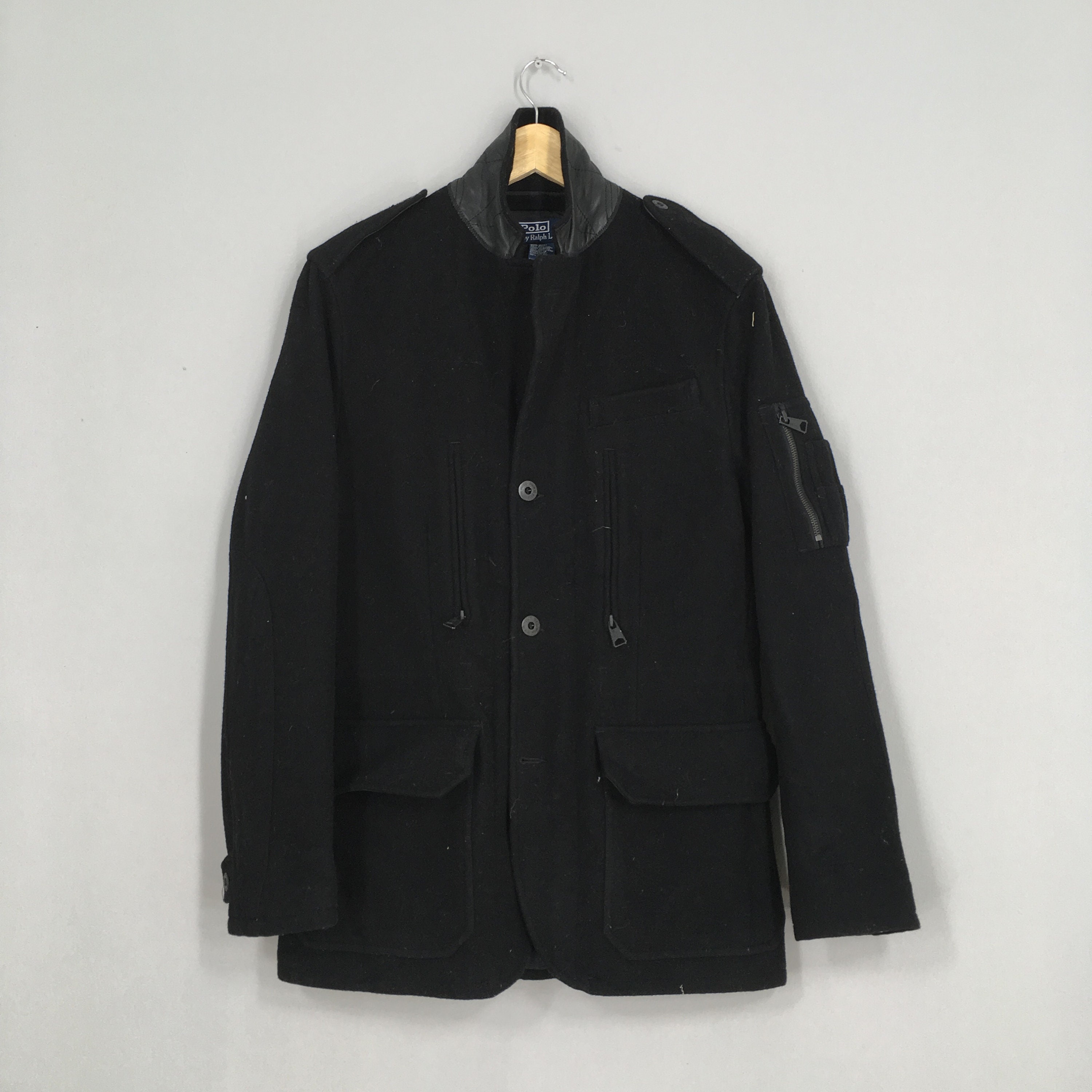 Polo Ralph Lauren Wool Casual Jacket Black Zipper Medium - Etsy