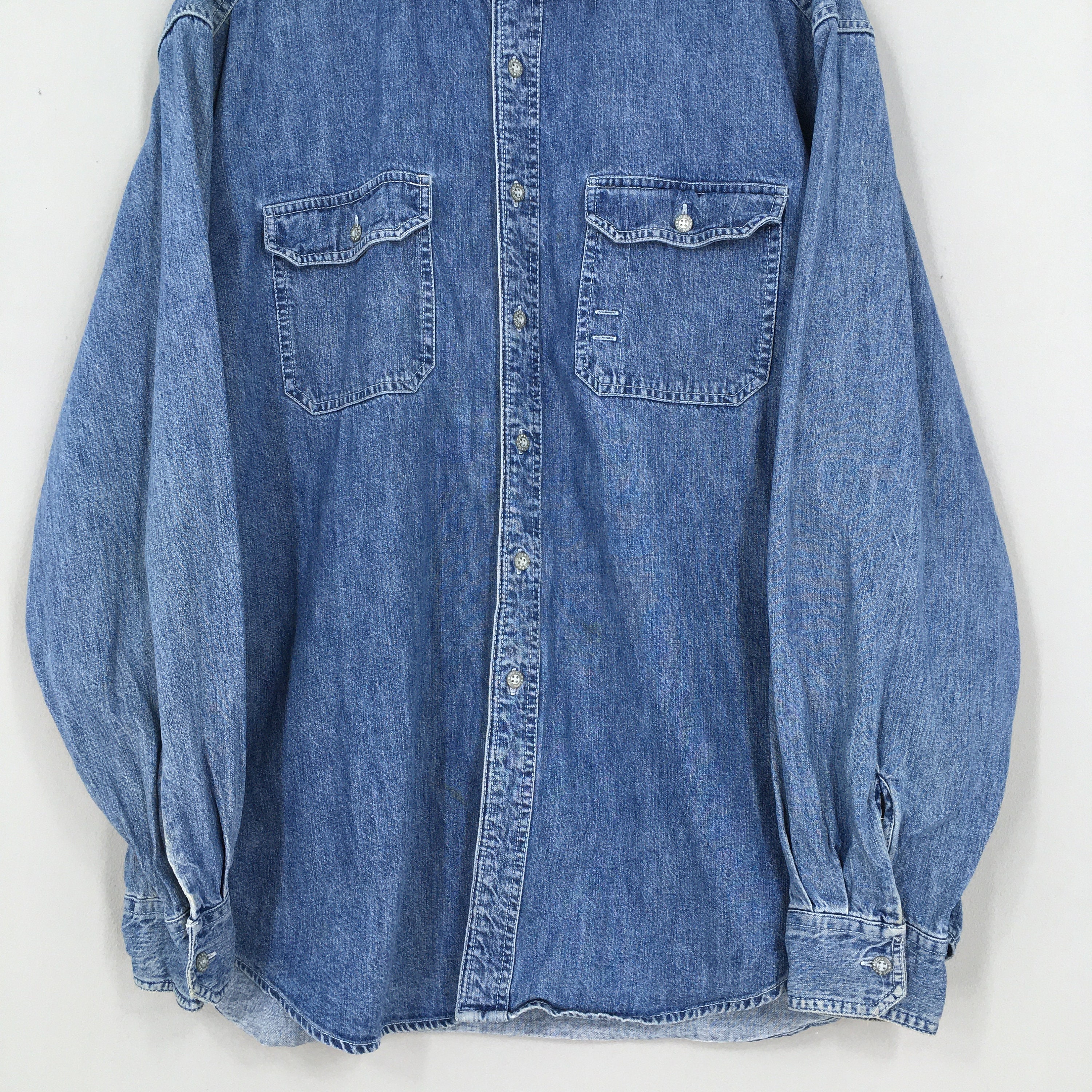 ギャップ 90s GAP denim shirt L l botton 90's Old Gap/L/S Denim Shirt Made in USA（ギャップ デニム