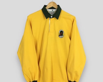Vintage Australian World Rugby Yellow Polo Shirt Large Australian Rugby Wallabies ARFU Embroidery Logo Jersey Wallabies Barbarian Shirt L