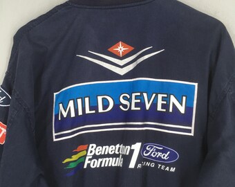 Vintage Benetton Mild Seven Formula 1 Embroidered Jacket Large F1