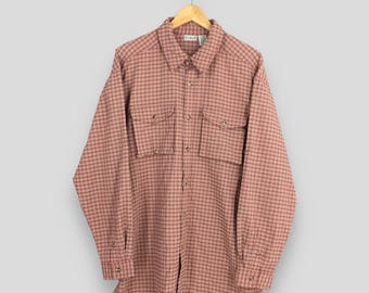 Vintage 80s LL Bean Flannel Checkered Shirt Mens Large LL Bean Usa Plaid Tartan Red Checked LL Bean Button Down Work Shirt Size L