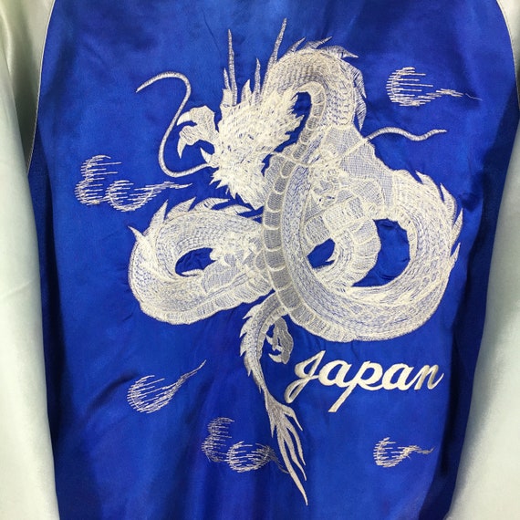 Vintage Sukajan White Dragon Japanese Jacket Larg… - image 2