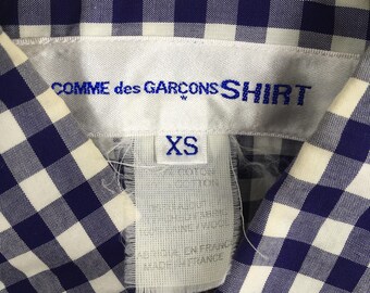 Vintage 90s Comme Des Garcons Shirt Checkered Blue Shirt Xsmall