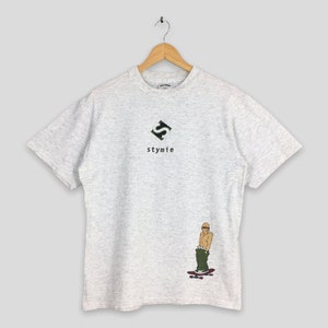 Vintage 90&#39;s Stymie Skate Streetwear Gray T shirt Medium Skateboard Pop Art Hip Hop Rapper Fashion American Streetwear Skater Tee Size M
