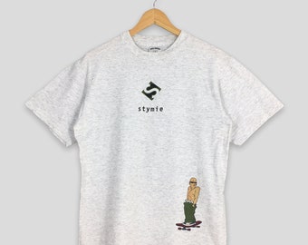 Maglietta grigia vintage anni '90 Stymie Skate Streetwear Taglia M Skateboard Pop Art Hip Hop Rapper Fashion American Streetwear Skater Tee Taglia M