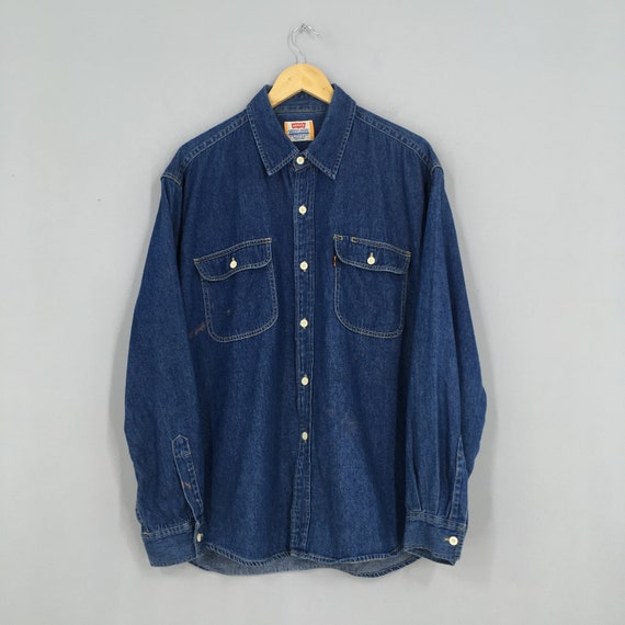 Vintage Levis Strauss Western Jeans Shirt Large Le