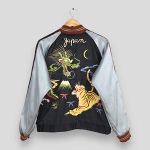 Vtg Tailor Toyo  Enterprise Marine Sukajan Reversible Jacket Medium Sukajan Embroidery Dragon Tiger Sukajan Japan Us Marine Jacket Size M