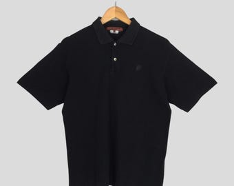 Vintage Comme Des Garcons Czarna koszula Homme Deux Średnia koszulka polo Comme Des Garcons Homme Plus CDG Rei Kawakubo Koszulka z kołnierzykiem na guziki Rozmiar M