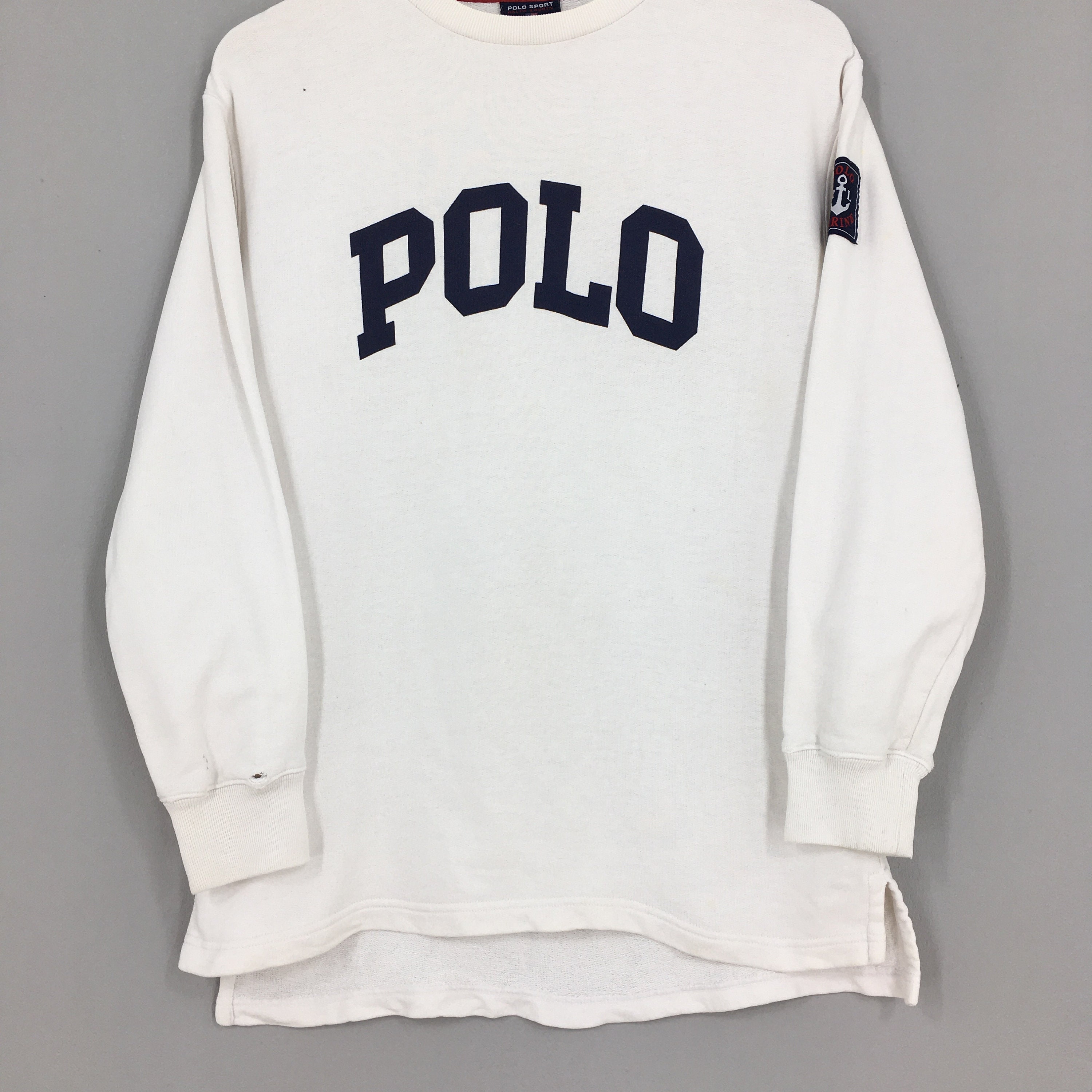 Vintage Polo Ralph Lauren Pullover White Sweatshirt Medium 90s - Etsy New  Zealand