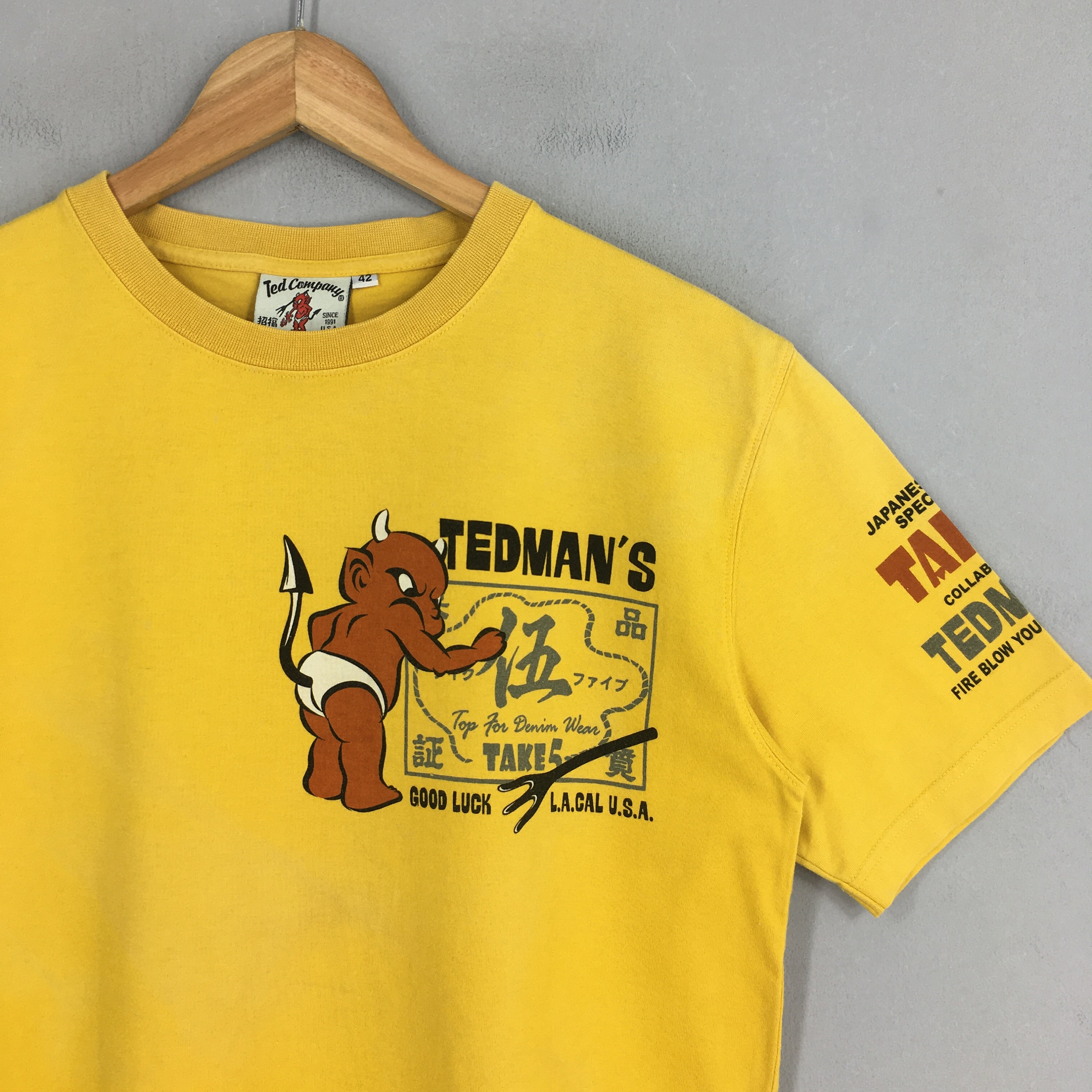 Vintage Ted Company Tedman Take 5 Yellow T Shirt Medium Tedman
