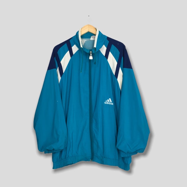 Vintage Adidas Equipment Windbreaker Jacket Mens XLarge 90's Adidas Equipment Adidas Three Stripes Jacket Adidas Blue Windbreaker Size XL