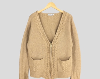 Vintage 90s Christian Dior Sports Knit Cardigan Wool Jacket Large