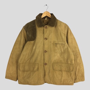 Vintage 60&#39;s The Hettrick Mfg Co. Barn Field Multi Pocket Jacket Large American Workwear Brown Chore Jacket 50&#39;s Hunting Sportswear Size L