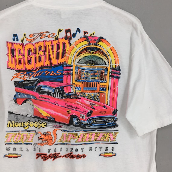 Vintage 90's Tom Mcewen Racer the Mongoose NHRA T Shirt Large Drag