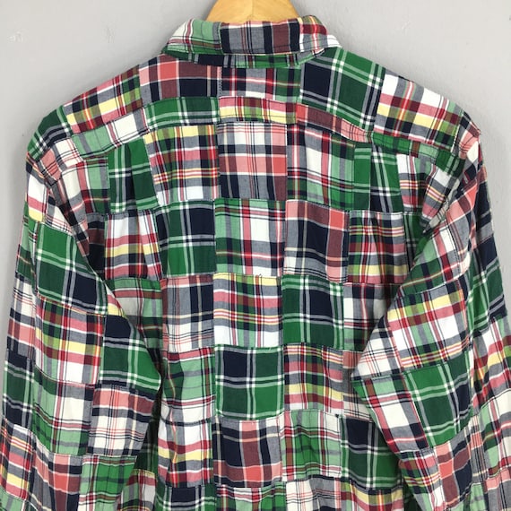 Vintage 90s Lands End Patchwork Checkered Flannel… - image 8