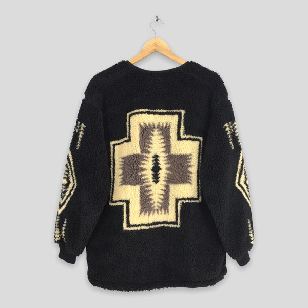 Vintage Pendleton Fleece Aztec Navajo Black Sweater Medium Pendleton Aztec Navajo Native Jacket Pendleton Polartec Fleece Zip Up Coat Size M