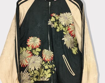 JAPANESE CLASSIC SCRIPT スカジャン XL Japanesque Script Japanese Souvenir Jacket 3RSJ-501 Map