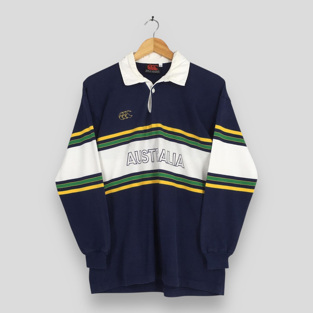 Vintage Canterbury of New Zealand Australia Striped Rugby Polo