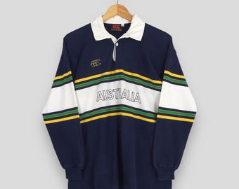 Vintage Canterbury of New Zealand Australia Striped Rugby Polo