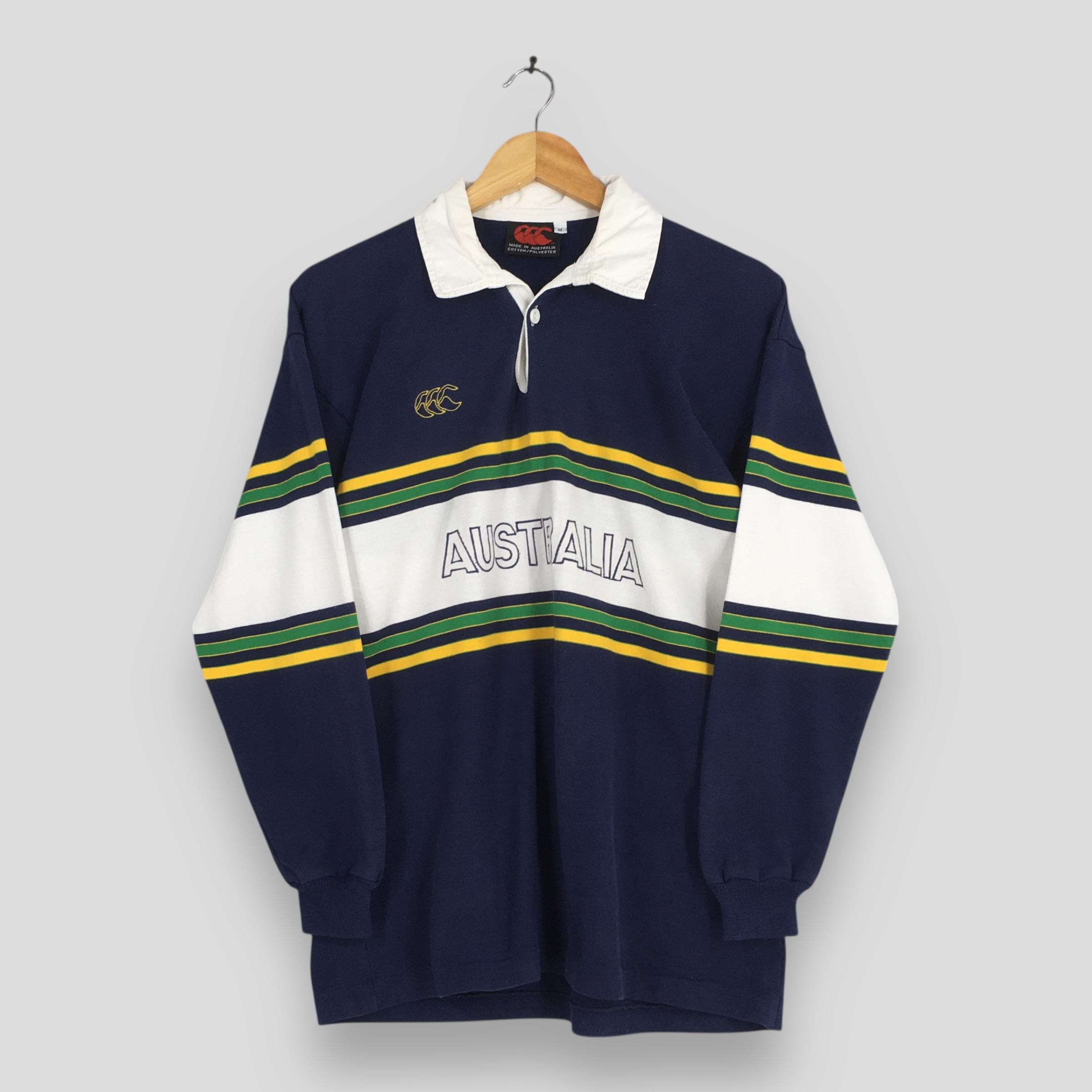 Vintage Canterbury of New Zealand Australia Striped Rugby Polo