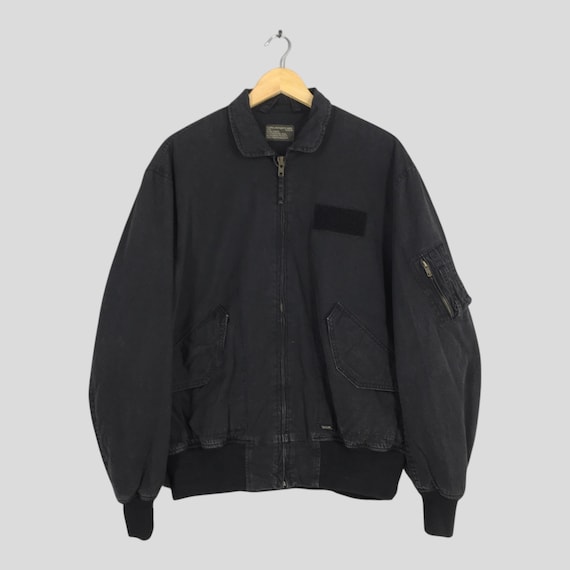 00s~ STUSSY MA-1 BOMBER JACKET BLACK Vintage 90s Stussy MA-1 Flight Jacket Medium Stussy Surplus