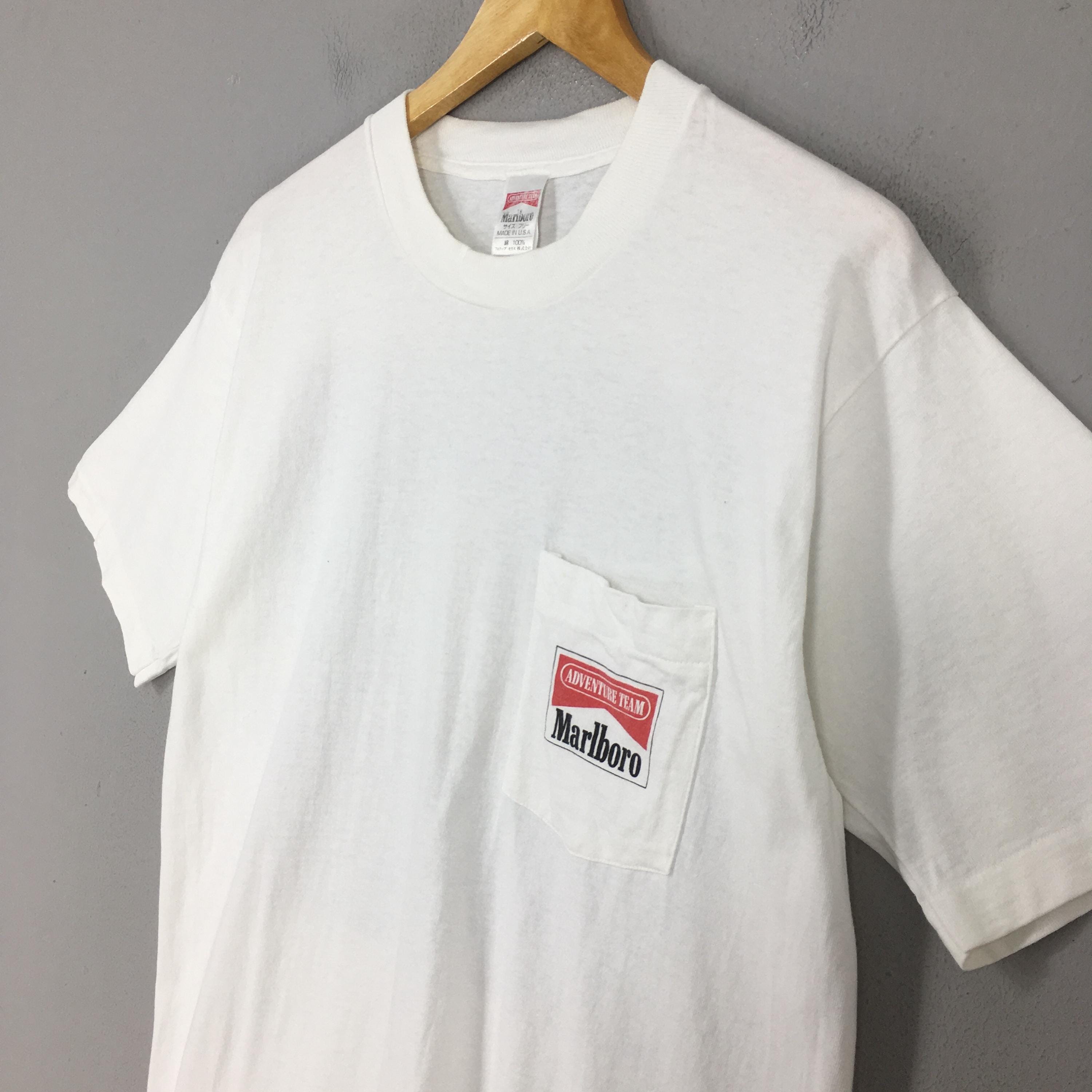 Vintage 90's Marlboro Adventure Team White Pocket T Shirt Medium