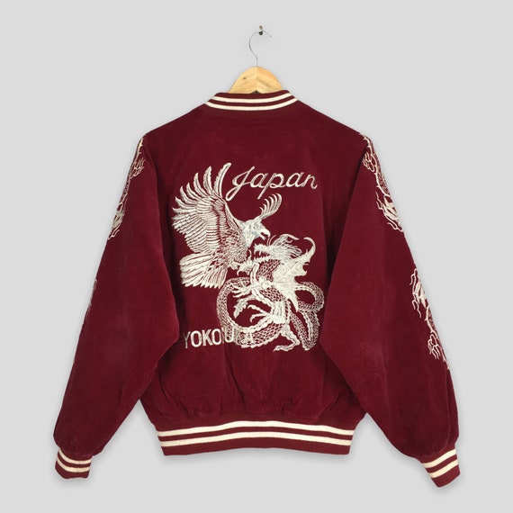 ジャケット chocobanana handmade様 Vintage Sukajan Yokosukoa Dragon Eagle Japan Souvenir Red