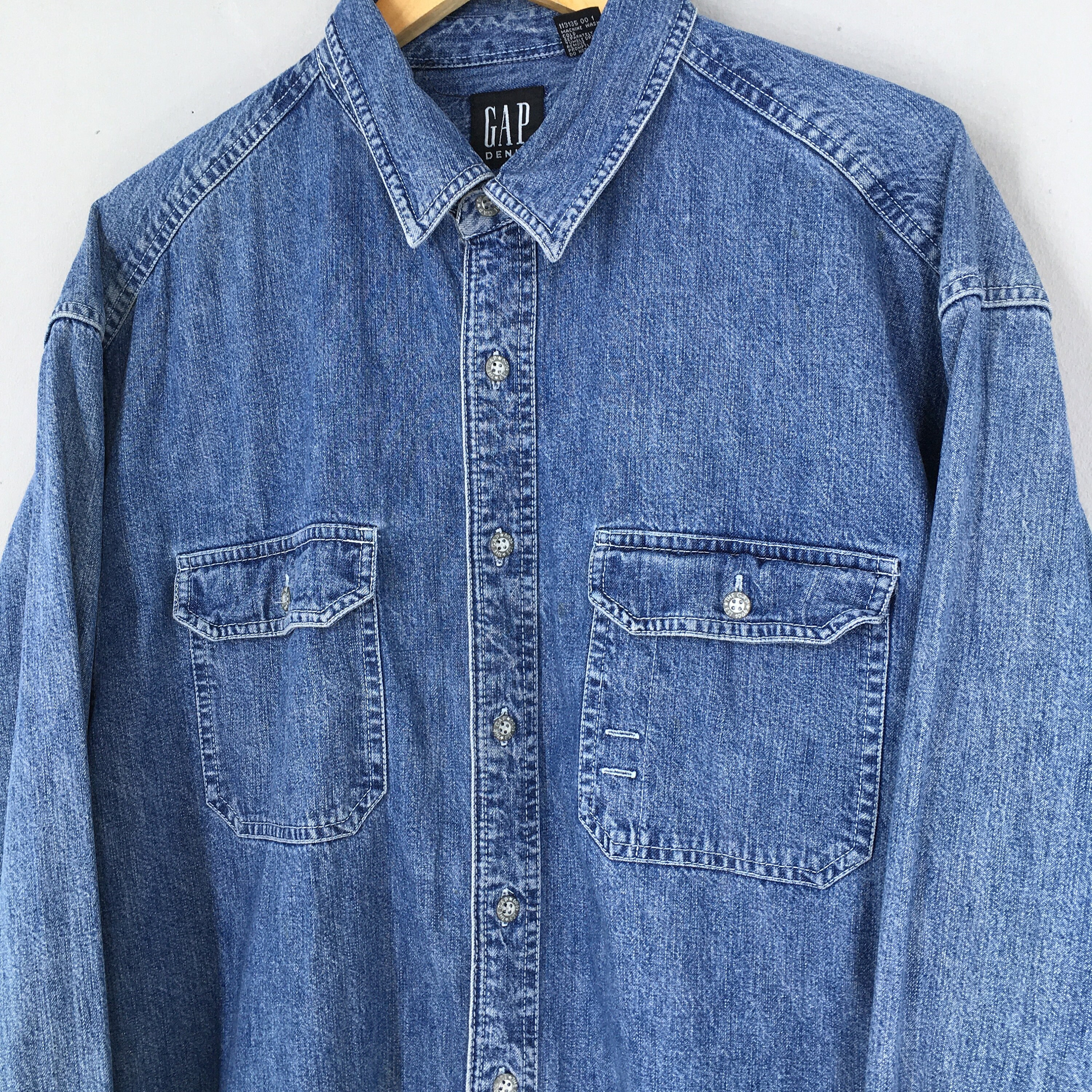 ギャップ 90s GAP denim shirt L l botton L】【90年代】Old GAP オールドギャップ デニムシャツ ボタン