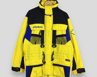 Vintage 90s Mistral Ski Wear Yellow Winter Jacket Medium Mistral