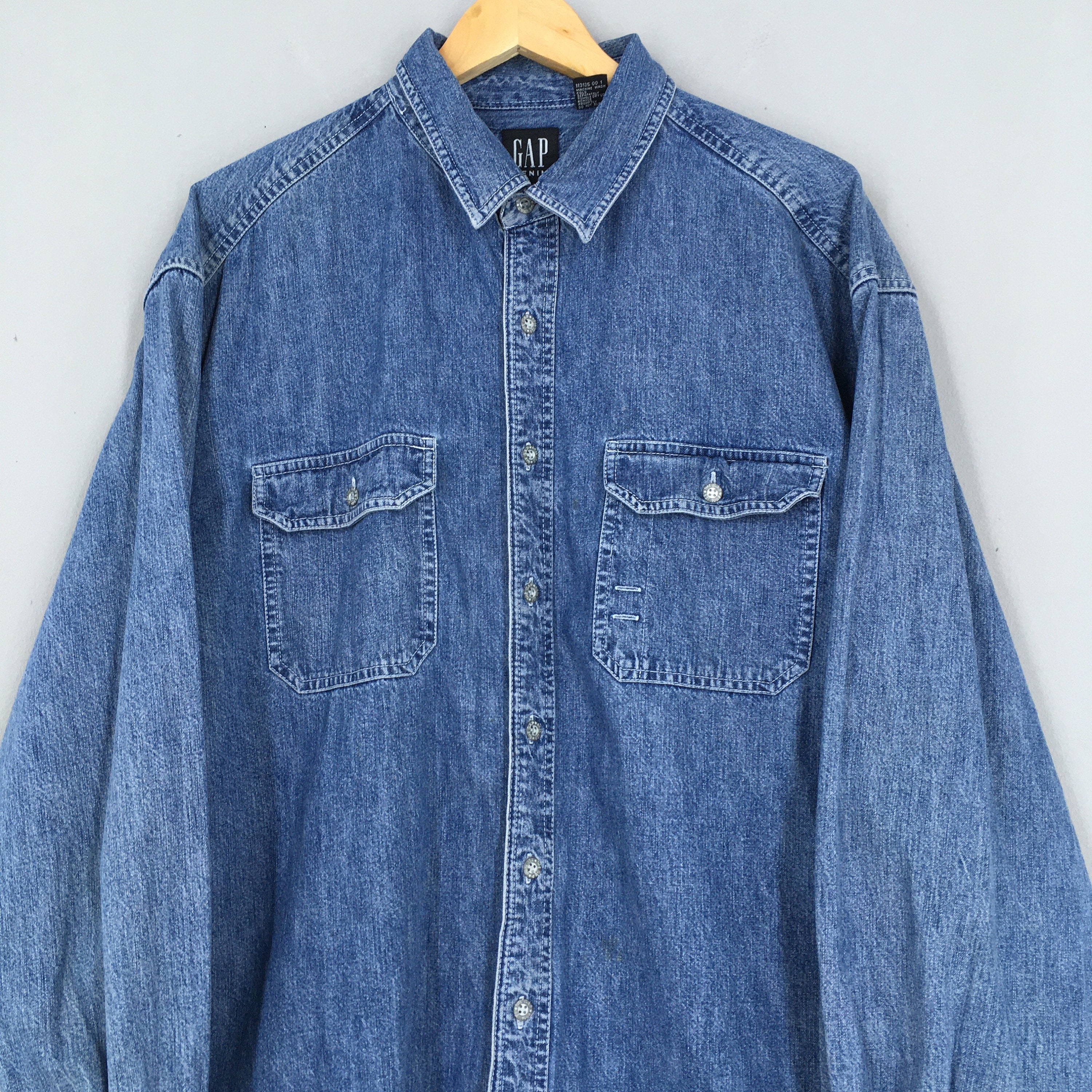 ギャップ 90s GAP denim shirt L l botton 90's Old Gap/L/S Denim Shirt Made in USA（ギャップ デニム