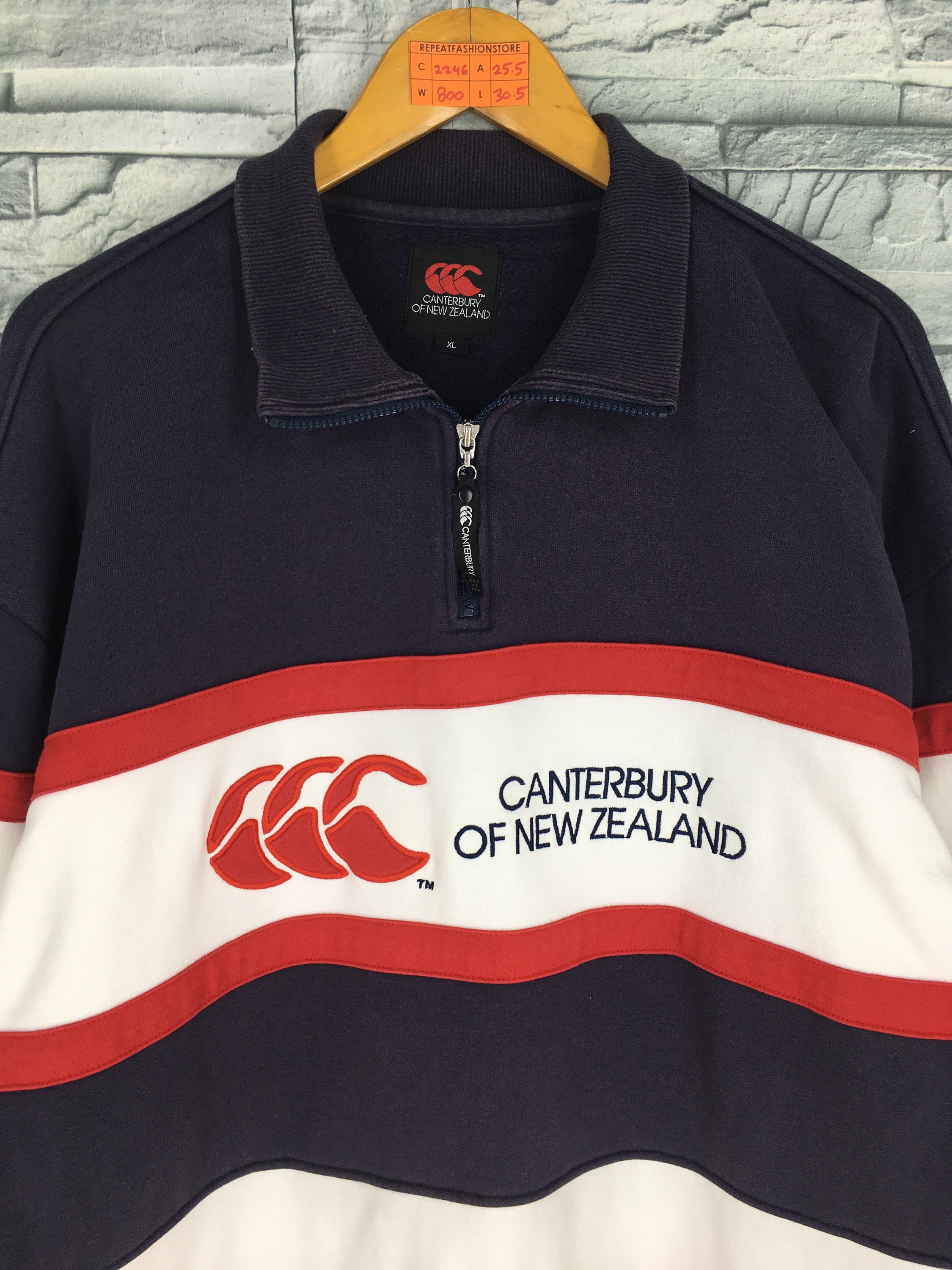 Canterbury Rugby Sweater XLarge Vintage 90's Canterbury Of New Zealand All Blacks Rugby Football Blue Sweatshirt Pullover Size XL