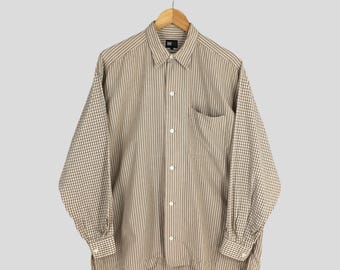 Vintage 80's Issey Miyake Denim Striped Shirt Men Large IM