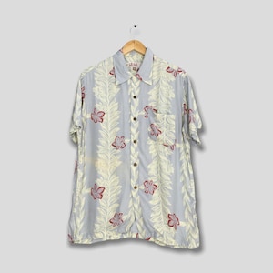 Vintage 90&#39;s Spice Island Hawaiian Aloha Tropical Shirt Medium Aloha Floral Leaves Hawaii Oxfords Flower Beach Surf Party Buttondown Size M