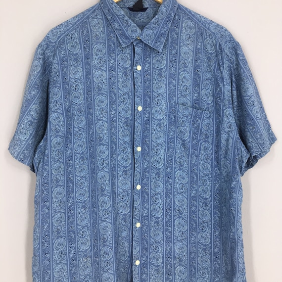 Vintage Gap Paisley Blue Floral Shirt Casual Larg… - image 2