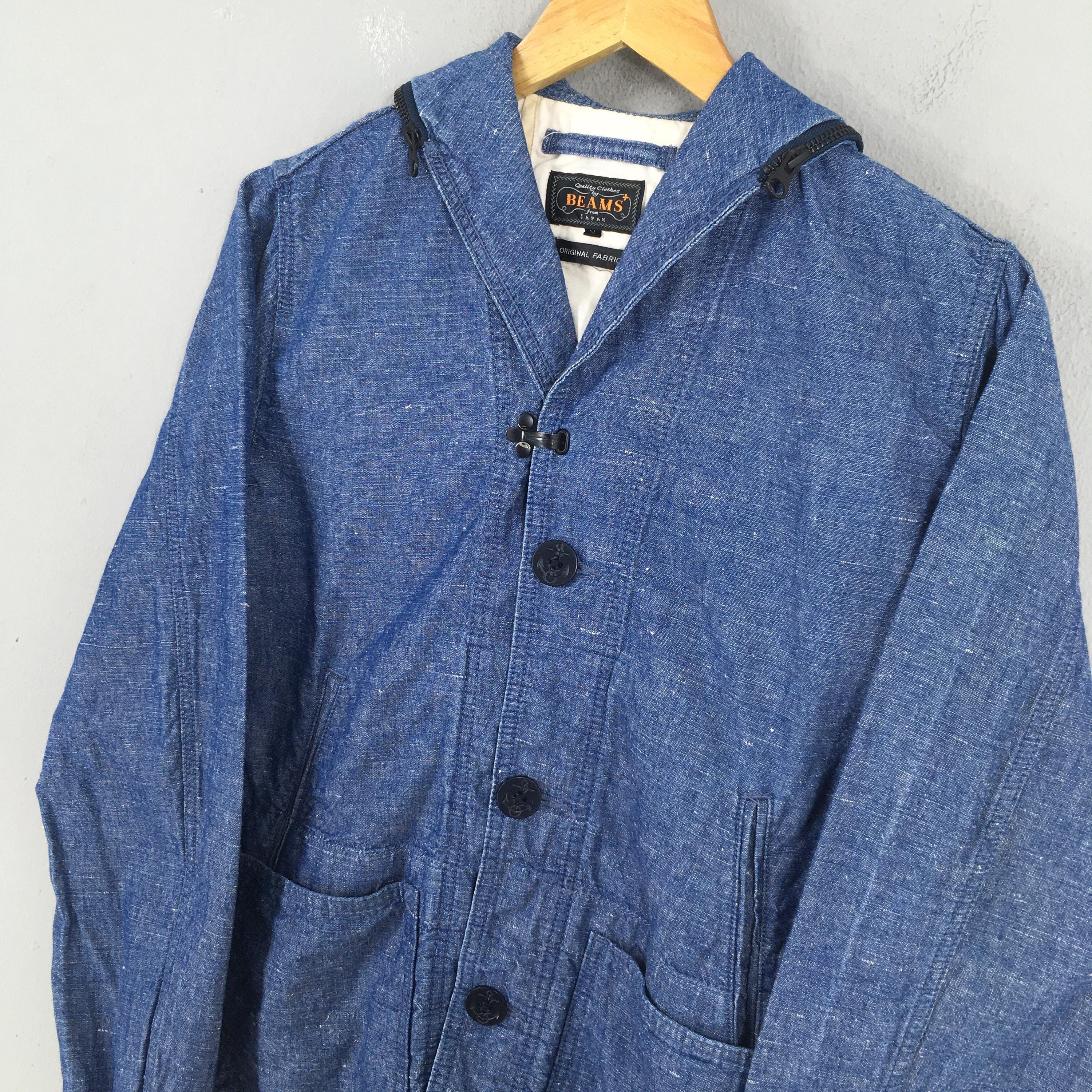 Vintage Beams Japan Usn Shawl Collar Indigo Blue Button Jacket