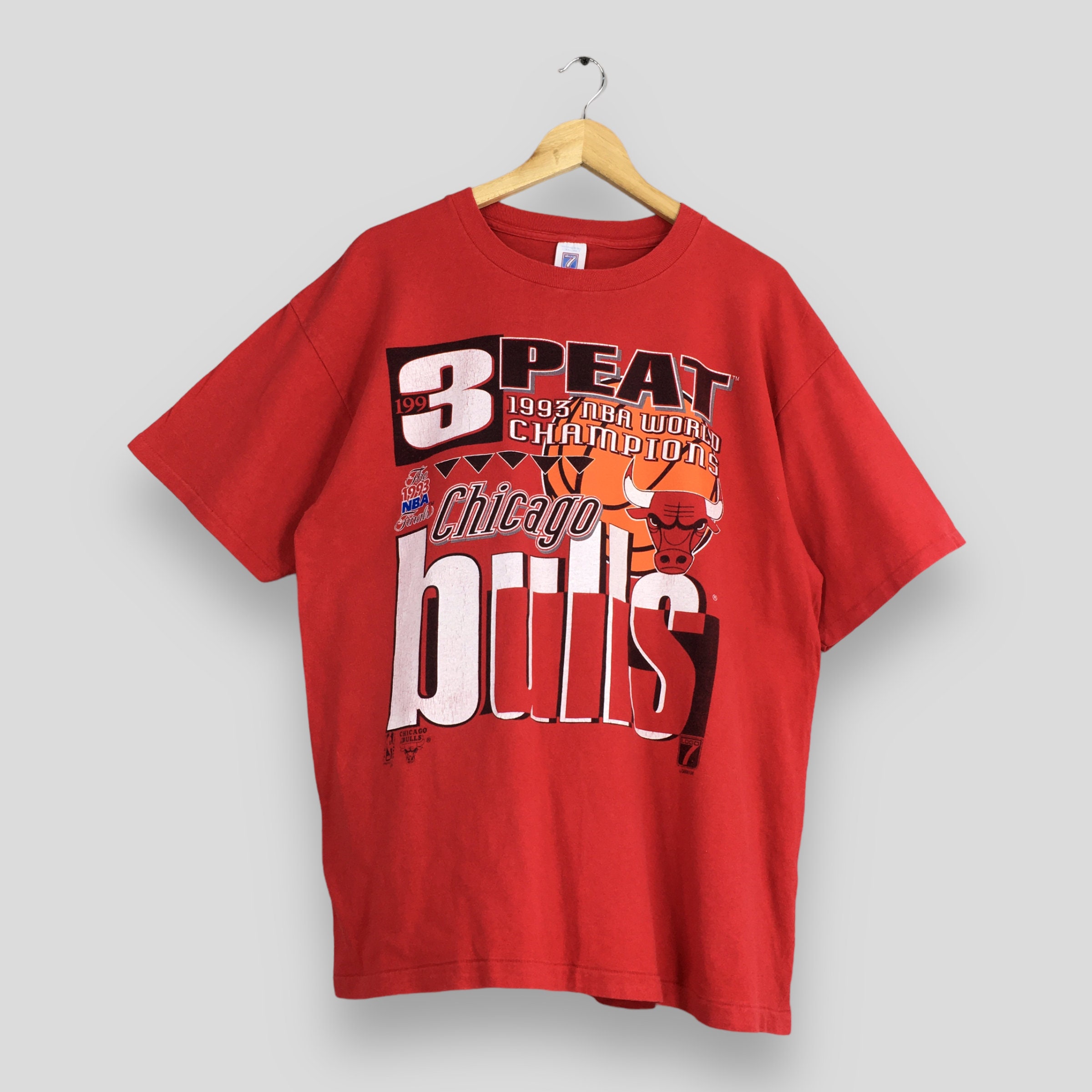 Vintage 1993 Chicago Bulls Peat Nba World Champions Red T Shirt
