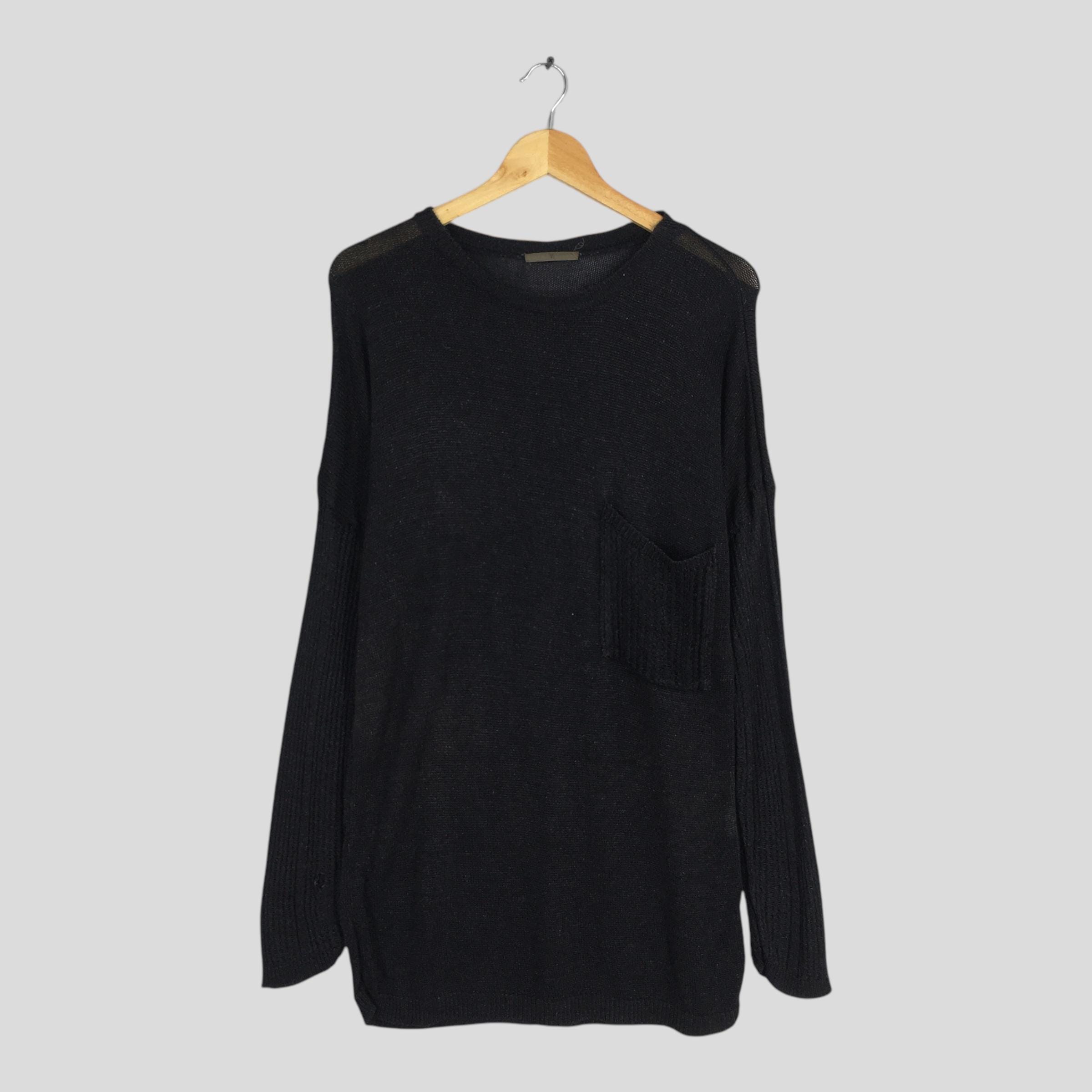 Vintage 90's Ys Yohji Yamamoto Black Knit Pocket Rayon Knitwear