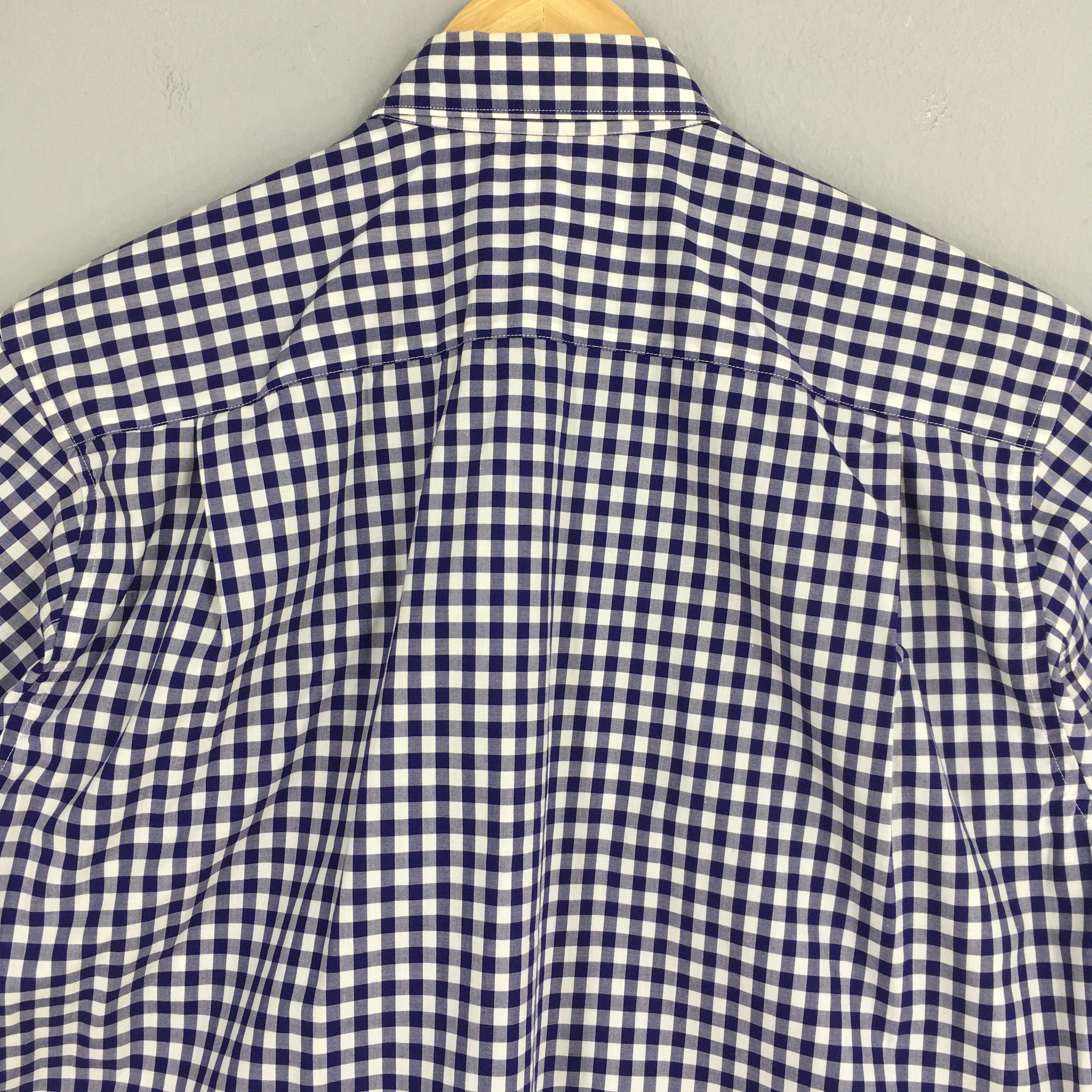 Vintage 90s Comme Des Garcons Shirt Checkered Blue Shirt Xsmall