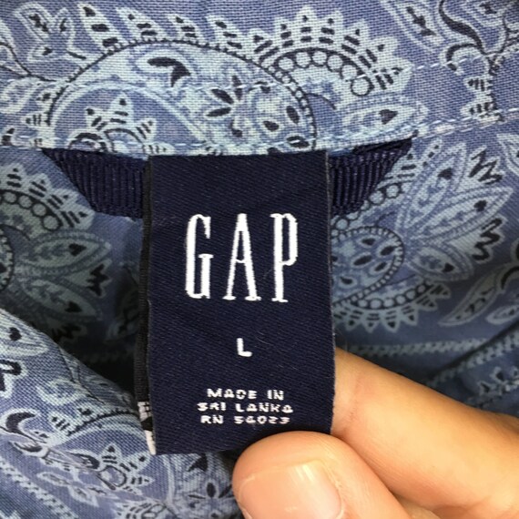 Vintage Gap Paisley Blue Floral Shirt Casual Larg… - image 5