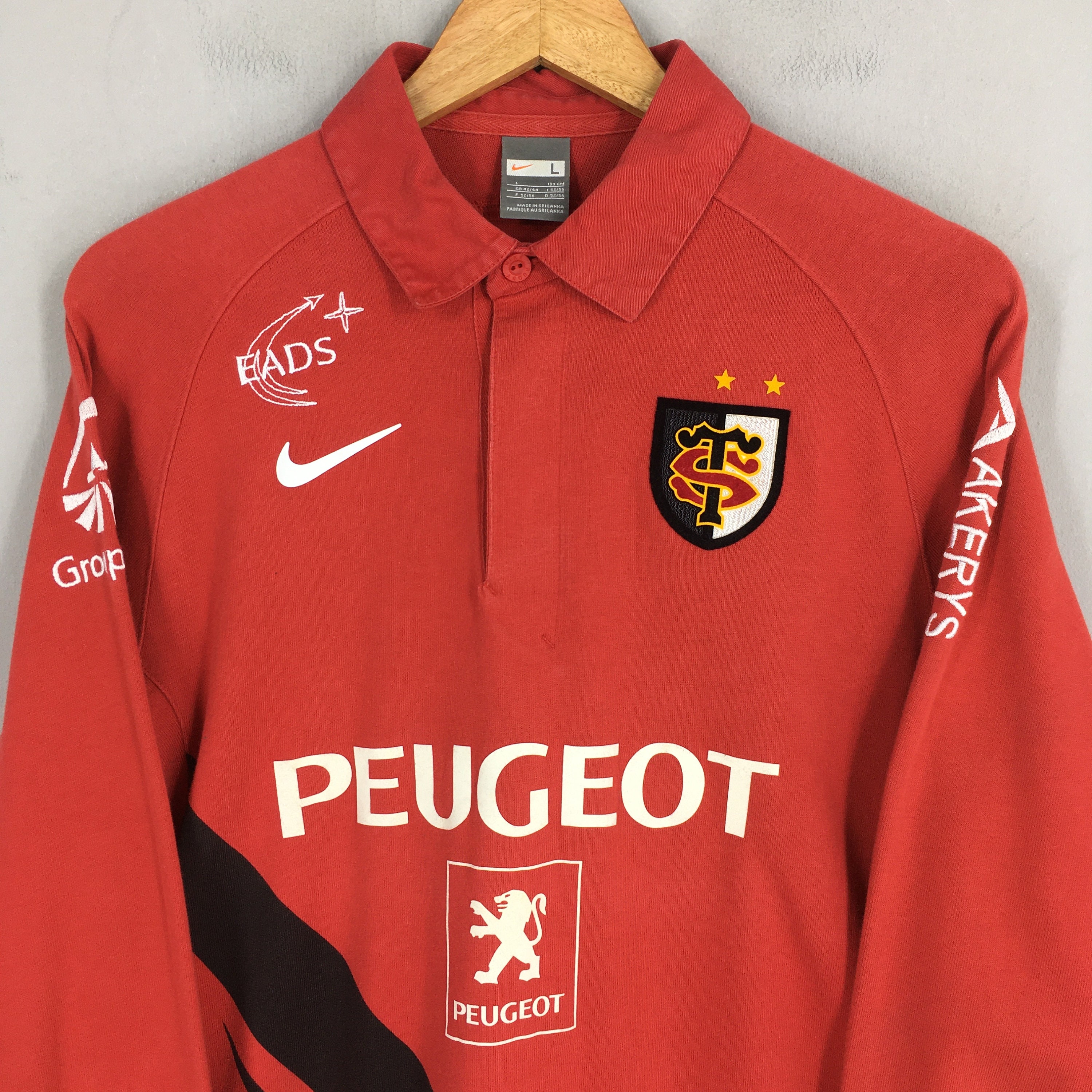 Vintage 2000s Nike Stade Toulousain Rugby Jersey Polo Rugby Shirt Large Peugeot EADS Toulouse Stade Toulousain Red France Rugby Shirt Size L Etsy UK