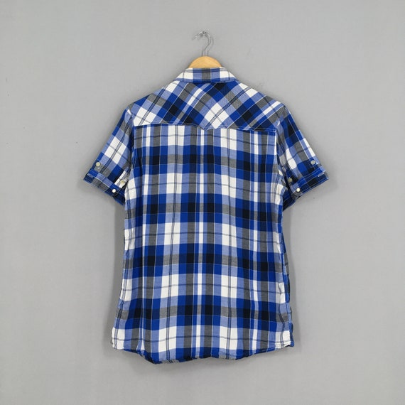 Vintage Tartan Blue Checkered Red Flannel Shirt M… - image 5