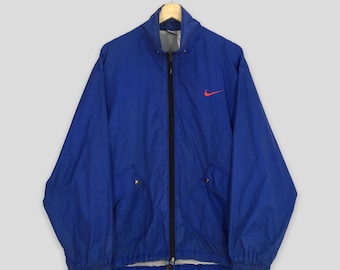 Vintage 90's Nike Usa Windbreaker Swoosh Jacket Medium Nike Sportswear Nike Track Jacket Nike Swoosh Blue Light Jacket Size M